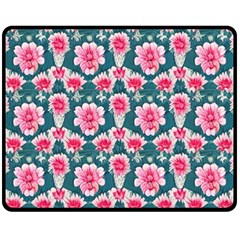 Retro 1880s Flowers Pattern 22 Fleece Blanket (medium) by violetheavensky