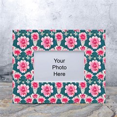 Retro 1880s Flowers Pattern 22 White Tabletop Photo Frame 4 x6  by violetheavensky