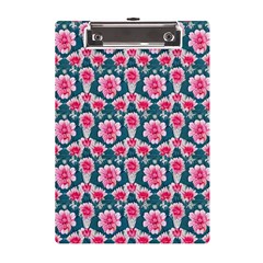 Retro 1880s Flowers Pattern 22 A5 Acrylic Clipboard by violetheavensky