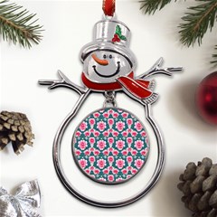 Retro 1880s Flowers Pattern 22 Metal Snowman Ornament