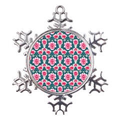 Retro 1880s Flowers Pattern 22 Metal Large Snowflake Ornament by violetheavensky