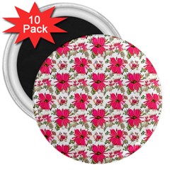 Retro 1880s Flowers Pattern 14 3  Magnets (10 Pack) 