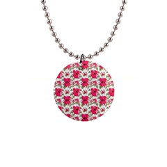 Retro 1880s Flowers Pattern 14 1  Button Necklace