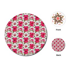 Retro 1880s Flowers Pattern 14 Playing Cards Single Design (round)