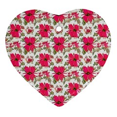 Retro 1880s Flowers Pattern 14 Heart Ornament (two Sides) by violetheavensky