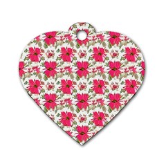 Retro 1880s Flowers Pattern 14 Dog Tag Heart (two Sides)