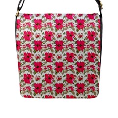 Retro 1880s Flowers Pattern 14 Flap Closure Messenger Bag (l)