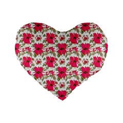 Retro 1880s Flowers Pattern 14 Standard 16  Premium Flano Heart Shape Cushions by violetheavensky