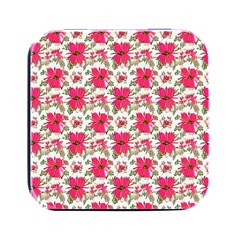 Retro 1880s Flowers Pattern 14 Square Metal Box (black) by violetheavensky