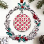 Retro 1880s Flowers Pattern 14 Metal X mas Wreath Holly leaf Ornament Front