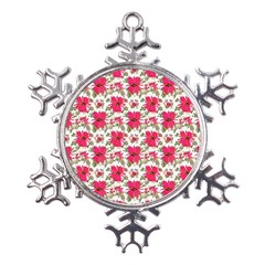 Retro 1880s Flowers Pattern 14 Metal Large Snowflake Ornament by violetheavensky