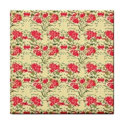 Retro 1880s Flowers Pattern 18 Tile Coaster