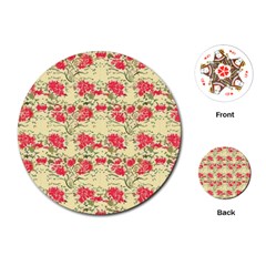 Retro 1880s Flowers Pattern 18 Playing Cards Single Design (round)