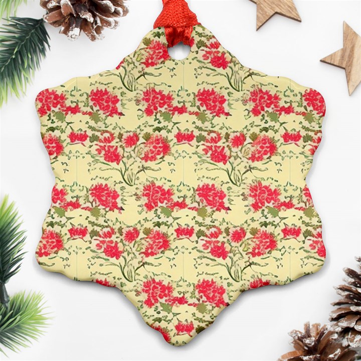 Retro 1880s Flowers Pattern 18 Snowflake Ornament (Two Sides)