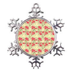 Retro 1880s Flowers Pattern 18 Metal Large Snowflake Ornament by violetheavensky