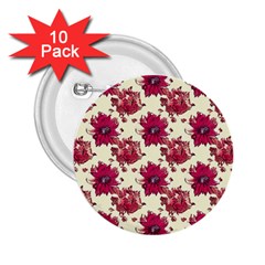 Retro 1880s Flowers Pattern 21 2 25  Buttons (10 Pack) 