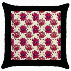 Retro 1880s Flowers Pattern 21 Throw Pillow Case (black)