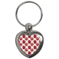 Retro 1880s Flowers Pattern 21 Key Chain (heart)