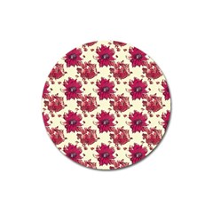 Retro 1880s Flowers Pattern 21 Magnet 3  (round) by violetheavensky