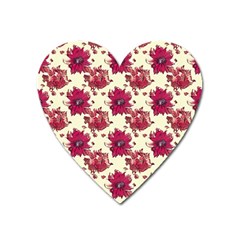 Retro 1880s Flowers Pattern 21 Heart Magnet