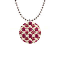 Retro 1880s Flowers Pattern 21 1  Button Necklace