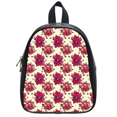 Retro 1880s Flowers Pattern 21 School Bag (small)