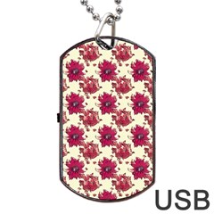 Retro 1880s Flowers Pattern 21 Dog Tag Usb Flash (one Side)