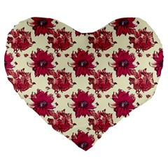 Retro 1880s Flowers Pattern 21 Large 19  Premium Heart Shape Cushions by violetheavensky