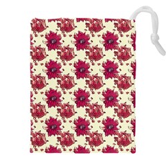 Retro 1880s Flowers Pattern 21 Drawstring Pouch (4xl) by violetheavensky