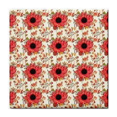 Retro 1880s Flowers Pattern 23 Tile Coaster