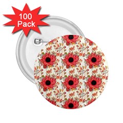 Retro 1880s Flowers Pattern 23 2 25  Buttons (100 Pack) 