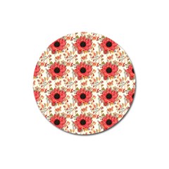 Retro 1880s Flowers Pattern 23 Magnet 3  (round) by violetheavensky