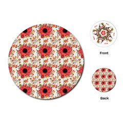 Retro 1880s Flowers Pattern 23 Playing Cards Single Design (round)