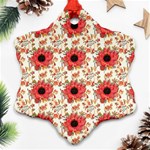 Retro 1880s Flowers Pattern 23 Snowflake Ornament (Two Sides) Front