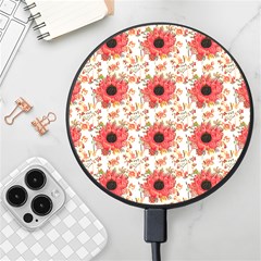 Retro 1880s Flowers Pattern 23 Wireless Fast Charger(black) by violetheavensky