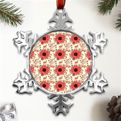 Retro 1880s Flowers Pattern 23 Metal Small Snowflake Ornament by violetheavensky