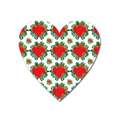 Retro 1880s Flowers Pattern 13 Heart Magnet