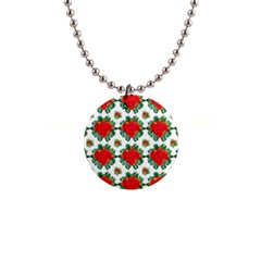 Retro 1880s Flowers Pattern 13 1  Button Necklace