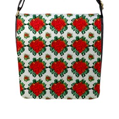 Retro 1880s Flowers Pattern 13 Flap Closure Messenger Bag (l)