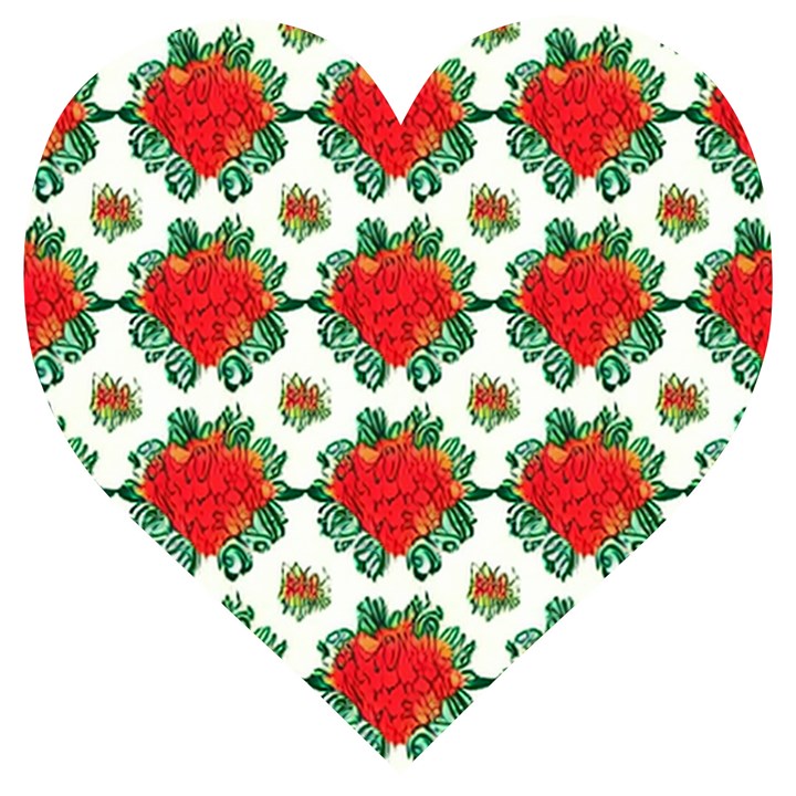 Retro 1880s Flowers Pattern 13 Wooden Puzzle Heart