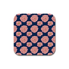 Retro 1880s Flowers Pattern 16 Rubber Square Coaster (4 Pack)