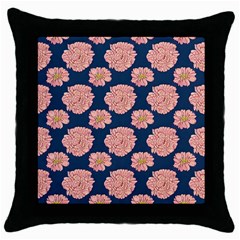 Retro 1880s Flowers Pattern 16 Throw Pillow Case (black) by violetheavensky