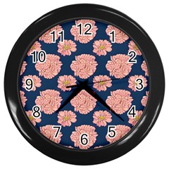 Retro 1880s Flowers Pattern 16 Wall Clock (black)