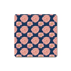 Retro 1880s Flowers Pattern 16 Square Magnet