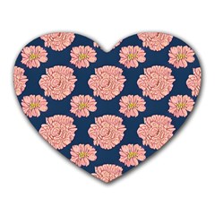 Retro 1880s Flowers Pattern 16 Heart Mousepad by violetheavensky