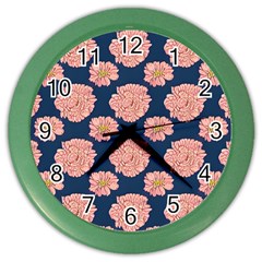 Retro 1880s Flowers Pattern 16 Color Wall Clock by violetheavensky