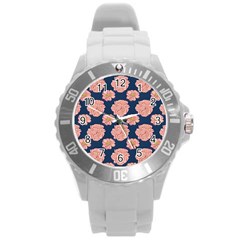 Retro 1880s Flowers Pattern 16 Round Plastic Sport Watch (l) by violetheavensky