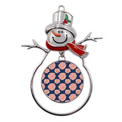 Retro 1880s Flowers Pattern 16 Metal Snowman Ornament by violetheavensky