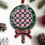 Retro 1880s Flowers Pattern 16 Metal X Mas Lollipop with Crystal Ornament Front