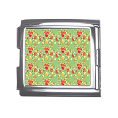 Retro 1880s Flowers Pattern 17 Mega Link Italian Charm (18mm)